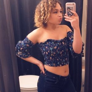 Xhilaration | Tube Top | Blue & Pink | Floral | L